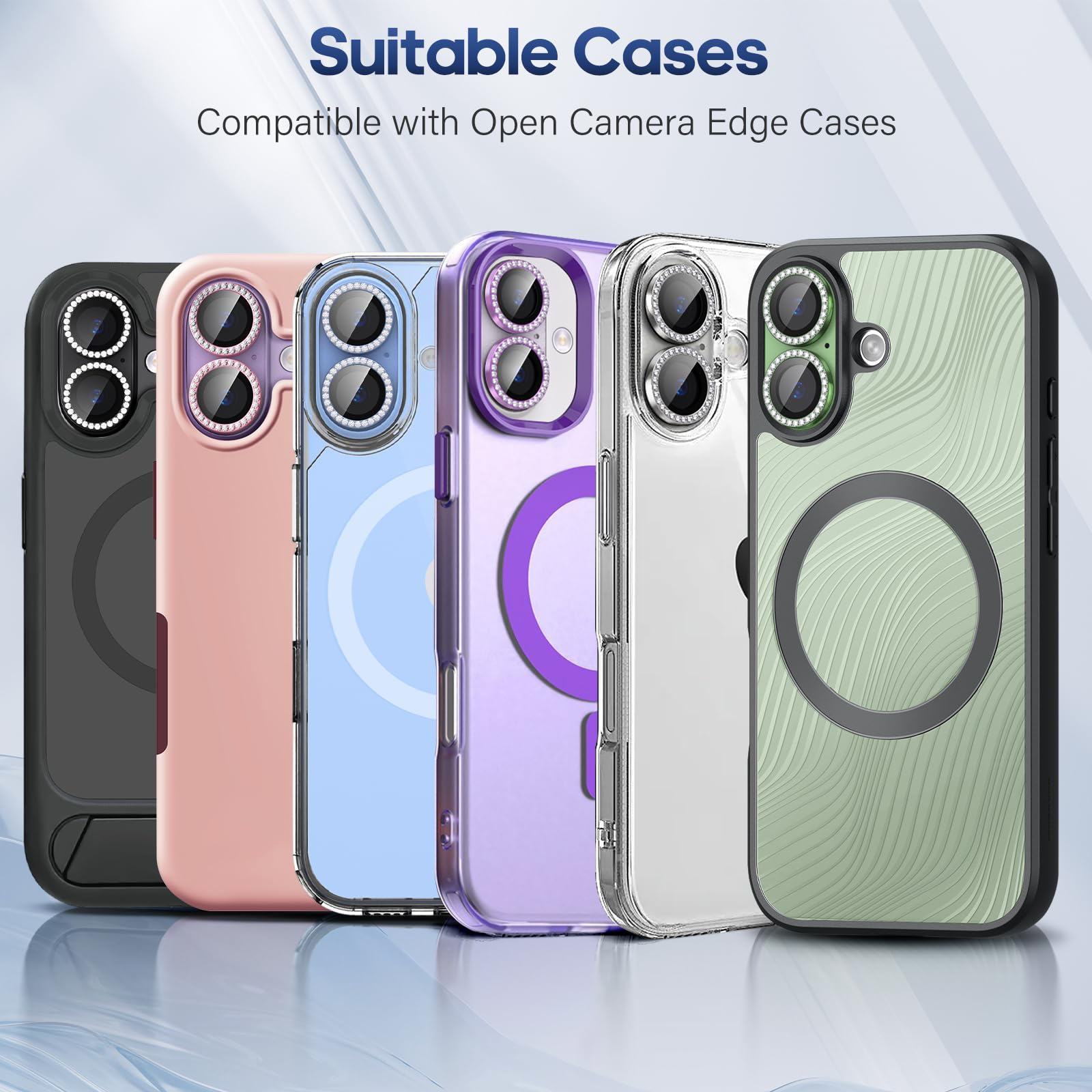 für iPhone 17 Kamera Objektivschutz Bling, Individueller Diamant Metallring mit 9H Härte, Kratzfest Kamera Displayschutzfolie, Stylisches Zubehör, Hüllenfreundlich (Lila)