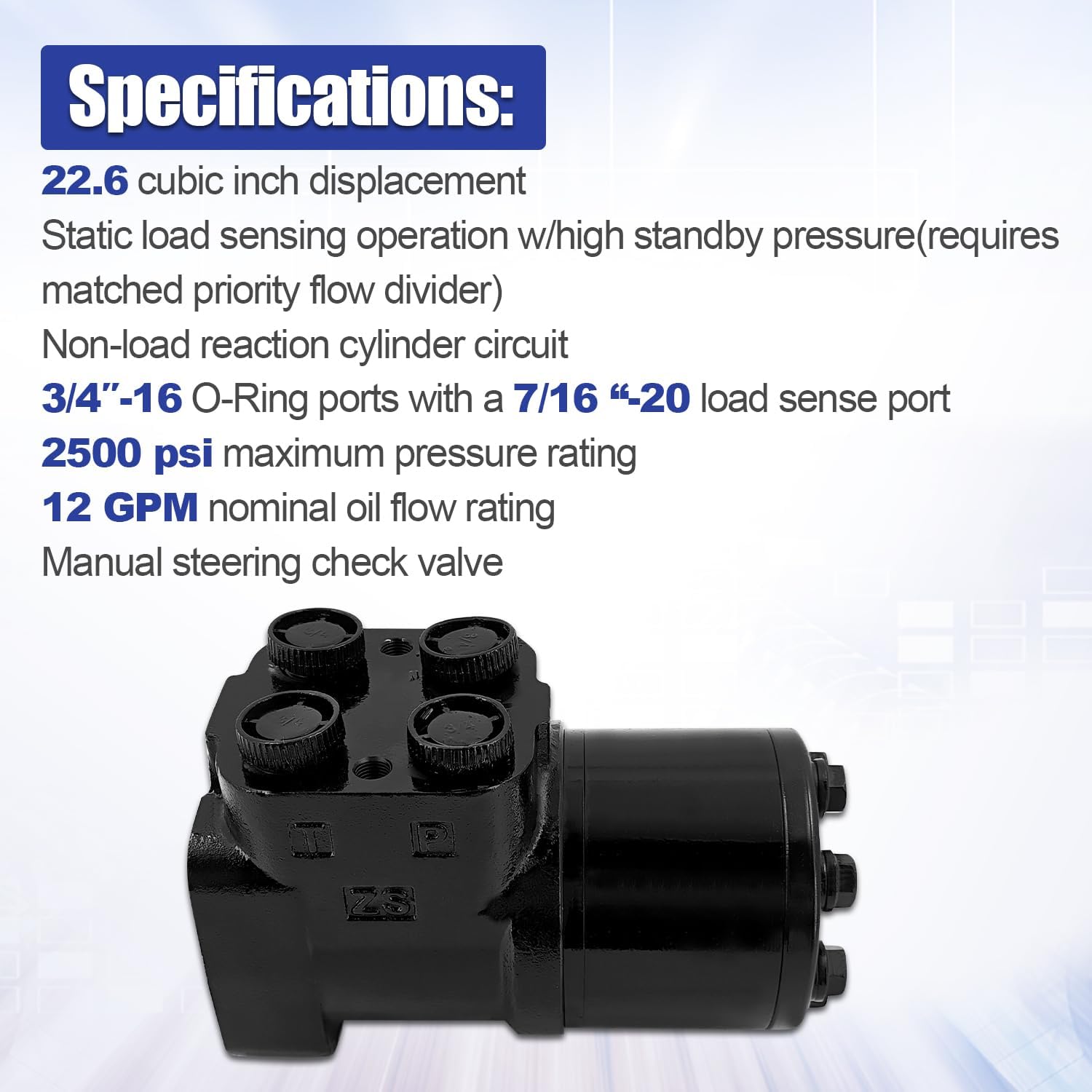 8721029 Steering Unit Orbital Valve Fits for JLG Skytrak Telehandler 6036 6042 10054, Replaces for Eaton 213-1013-001 201-1182