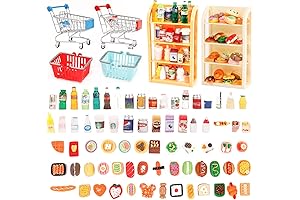 136 Pcs Cute Miniature Barbie Doll Shopping Cart Grocery Set