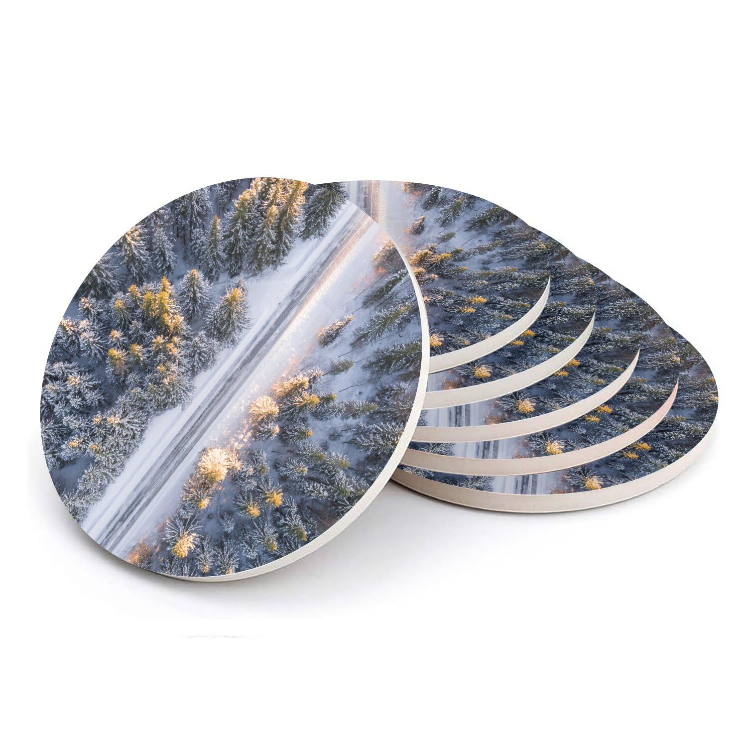 Sous-verre céramique forêt de pins cadeau idéal pour crémaillère