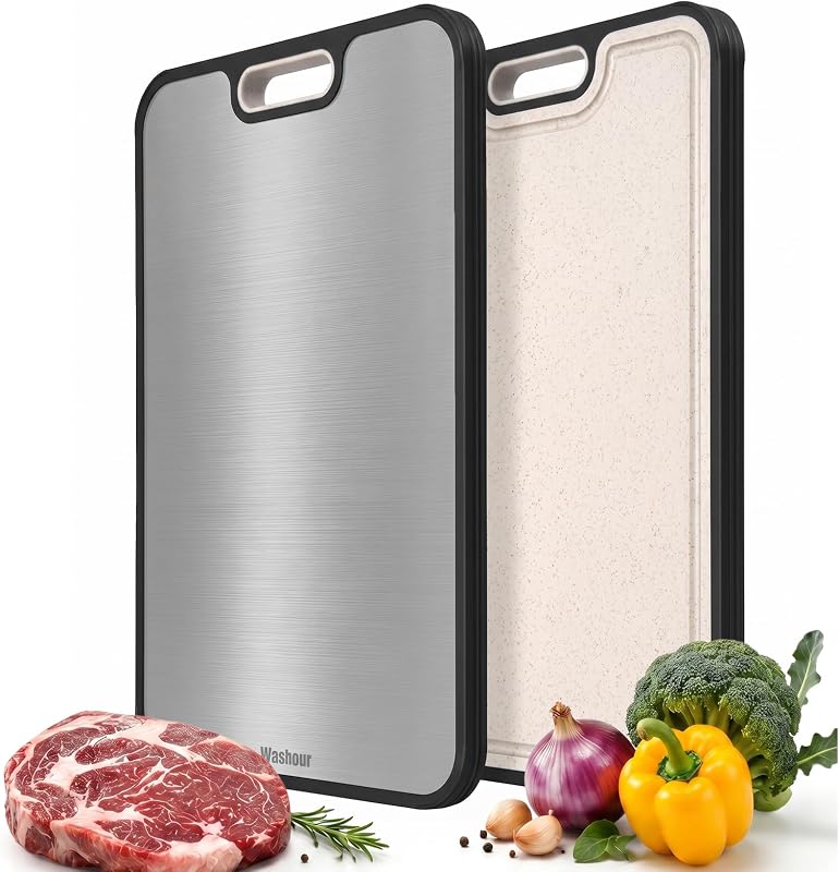 Non Toxic Titanium Cutting Board for Kitchen, Food Grade Titanium Cutting Boards 2 in 1 Double Sides, Non Slip Cutting Mat 15" x 10"