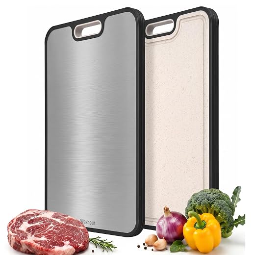 Non Toxic Titanium Cutting Board for Kitchen, Food Grade Titanium Cutting Boards 2 in 1 Double Sides, Non Slip Cutting Mat 15" x 10"
