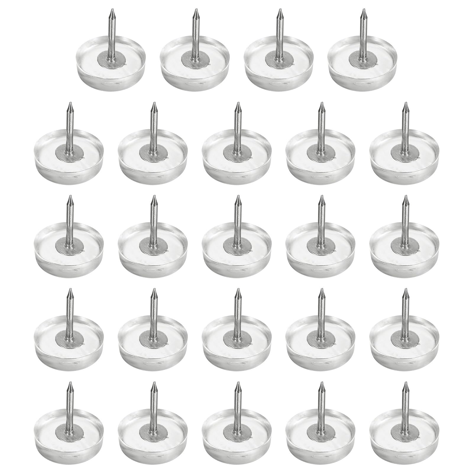 sourcing map 24Pcs Furniture Sliders, 18mm Round Plastic Furniture Guides Nail-on Pads, Hardwood Floor Protectors for Chair, Table, Desk, Cabinet Leg, Transparent