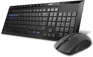 RAPOO 8210M Wireless Keyboard and Mouse Combo, Multi-mode connectivity connect up to 3 Devices simultaneously, BT5.0, BT 3.0 and 2.4 G | Adjustable DPI Optical Mouse English/Arabic Layout(Black)