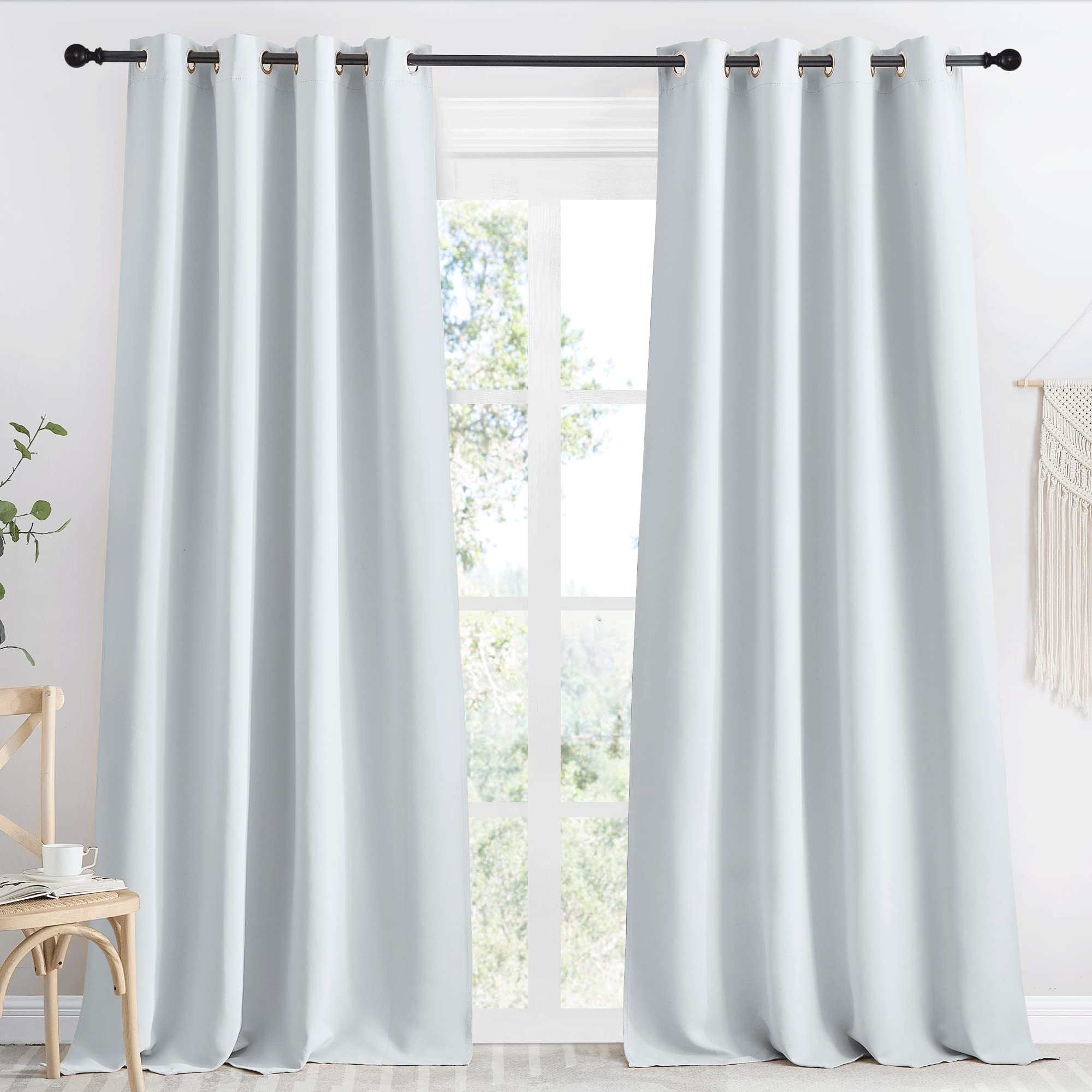 NICETOWN Room Darkening Window Curtain Panel, 55x96 inches, 1 Pack, Cloud Grey Color, Solid Thermal Insulated Blind Privacy Drape for Bedroom