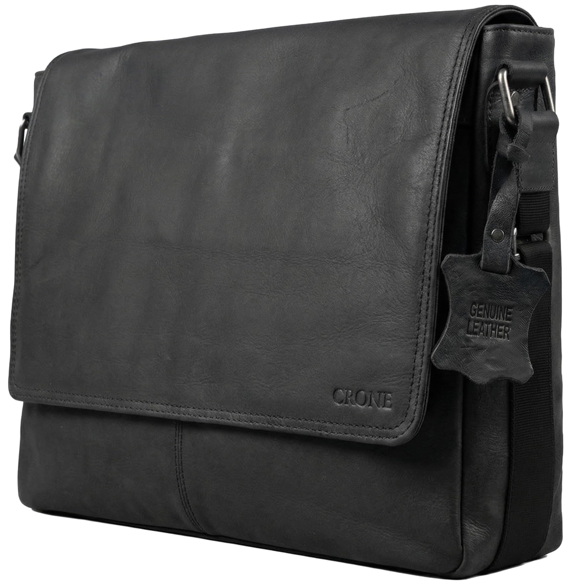 Crone Hamburg Leder Laptoptasche, Business Tasche aus Echtleder, Aktentasche, Arbeitstasche, Umhängetasche, Notebook Tasche