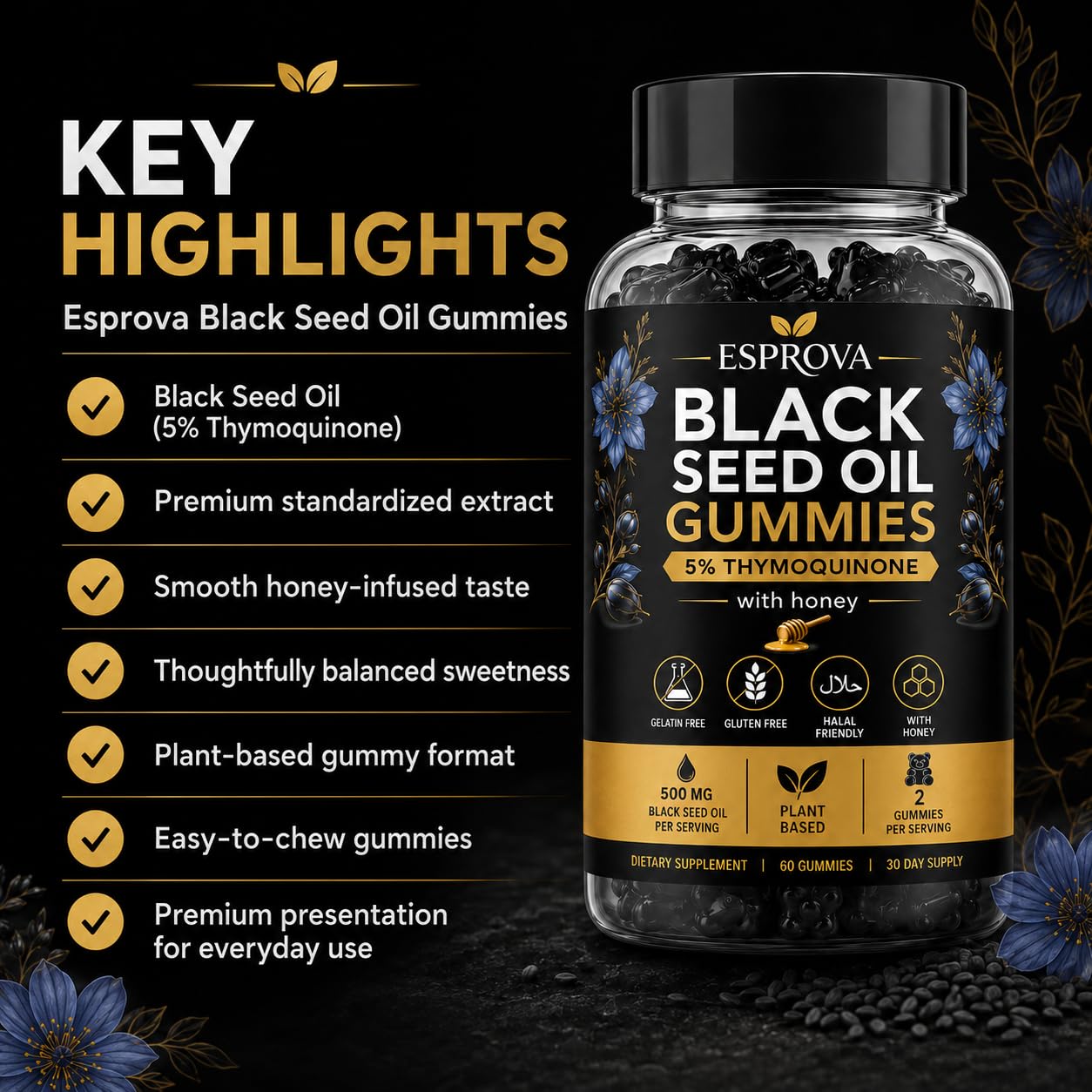 Black Seed Oil Gummies，60 Gummies — Amazon image 2
