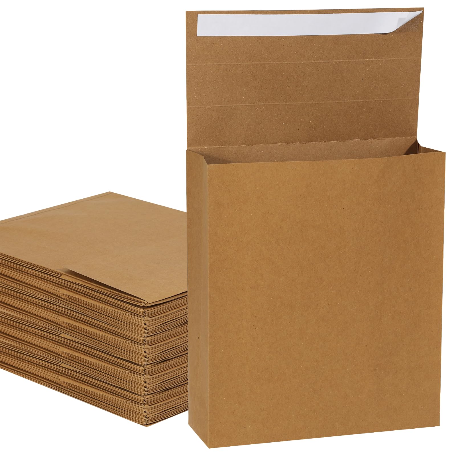 chiazllta Lot de 60 enveloppes extensibles avec auto-adhésive – Pour documents – Pour la maison, le bureau, le travail, le stockage et l'organisation des photos – Marron – 33,6 x 23,8 cm