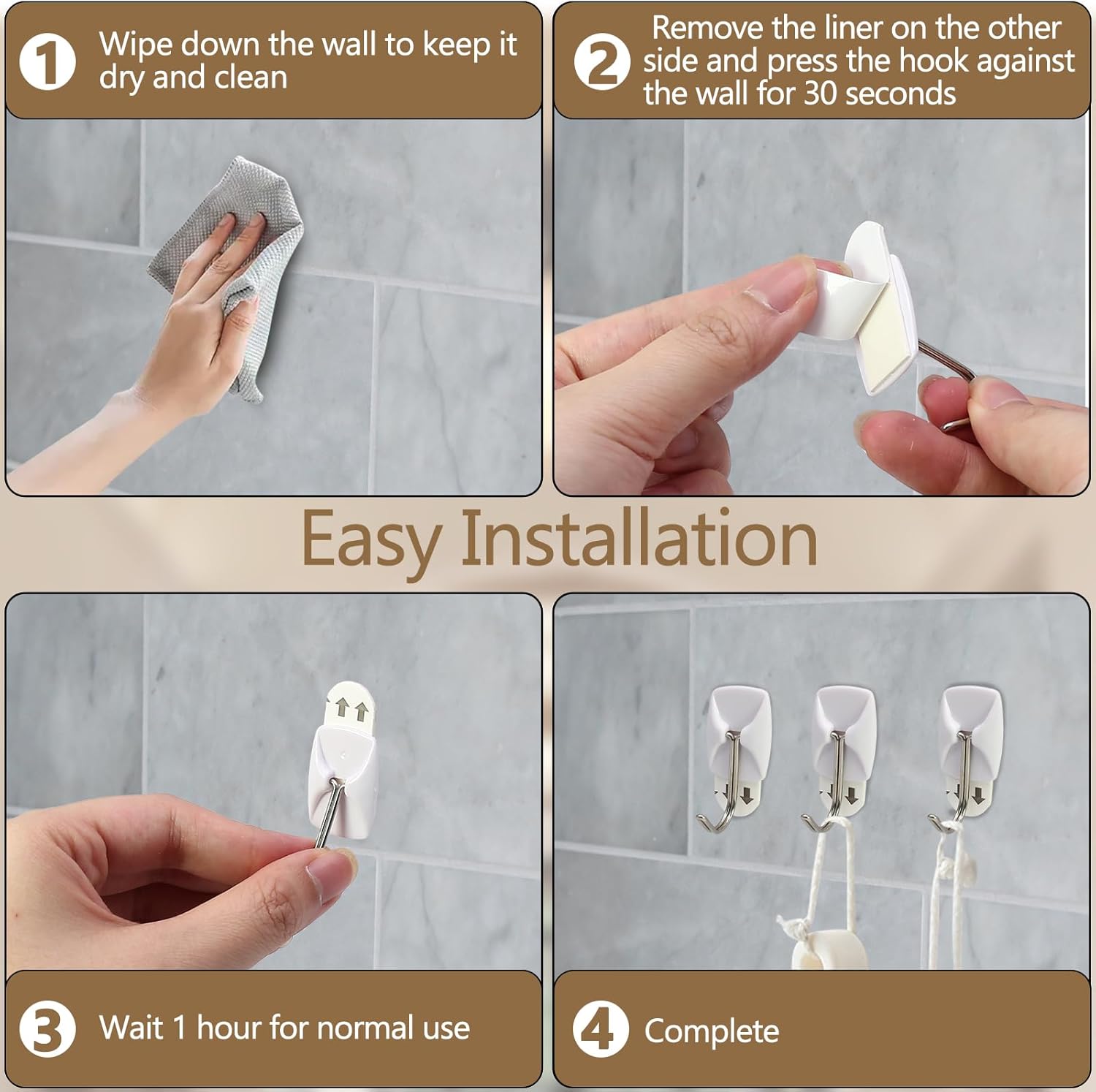 15 Pack Small Utility Hooks, Holds up to 0.5 lb, Damage Free Hanging Hooks Removable Wall Hooks Self Adhesive Hooks, Heavy Duty Sticky Hooks for Hanging Garland Hat Key Coat Wreath Towel