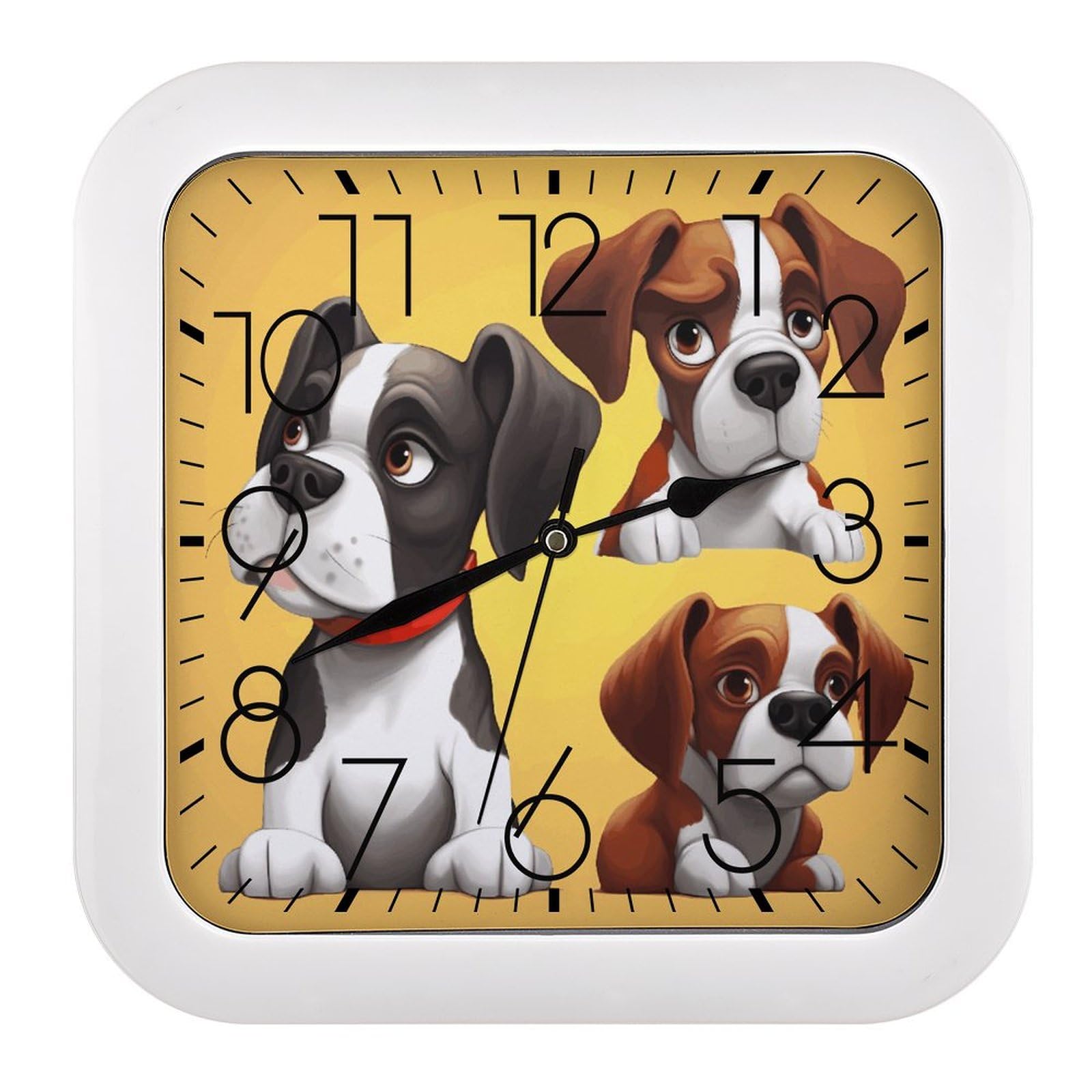 Horloge murale carrée de 25,4 cm silencieuse à piles pour bureau