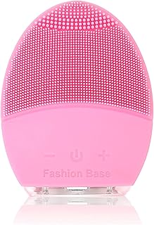 Facial Cleansing Brush and Face Massager Silicone Ultrasonic Vibrating Facial Brush, Waterproof, Rechargeable and Sonic Electric Face Cleansing Exfoliator for Anti-Aging (Pink)