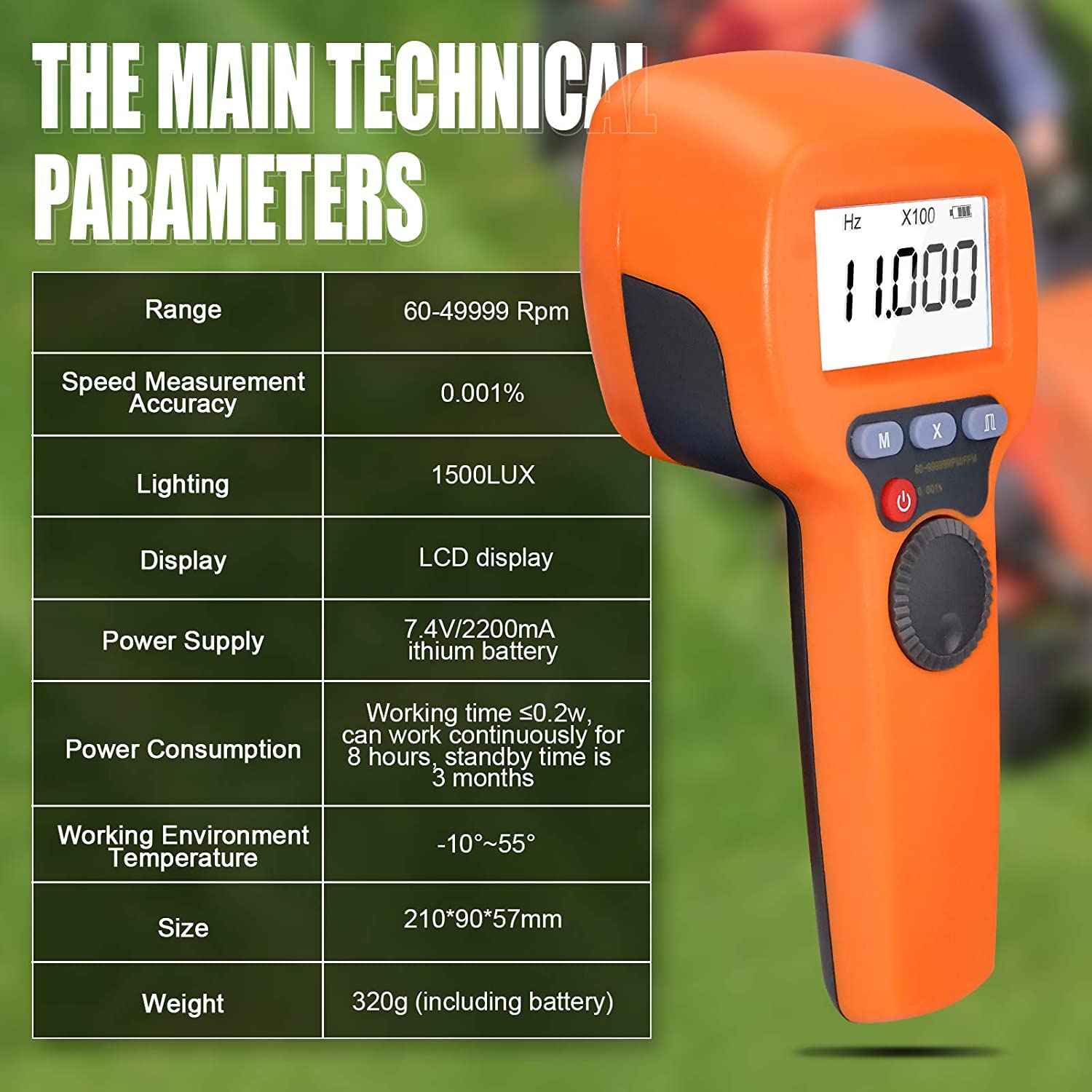 Kethvoz Tachimetro Digitale Stroboscopio, Portatile Tachimetro Stroboscopico, Misurazione Del Motore, Elica, Velocità Rotativa 60~9999 Fpm, Led Flash Strobe Hz Velocity Tester for Gear Print Sealing