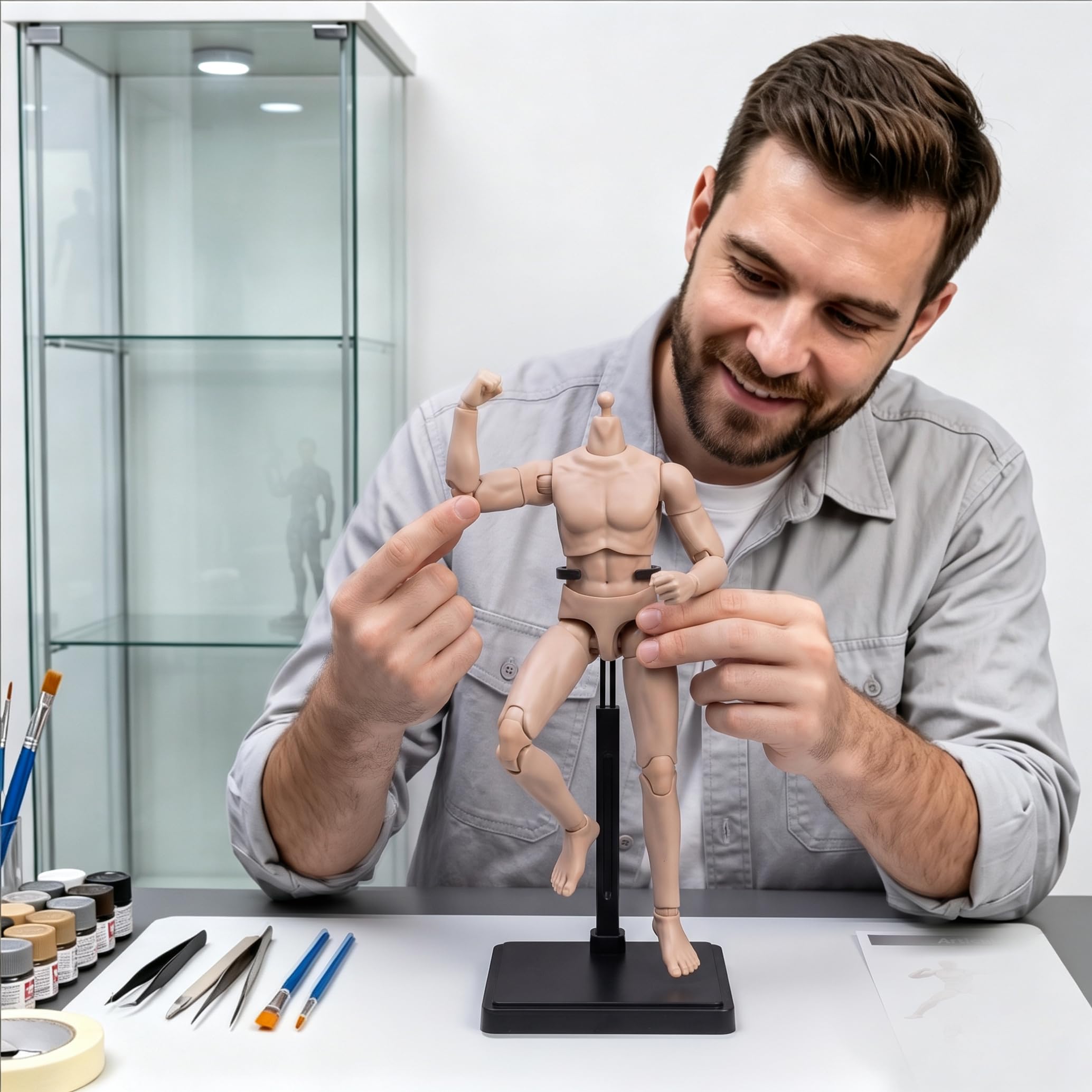 Action figure 1/12 Muscle Male Action figure in scala 1/12, pelle di grano