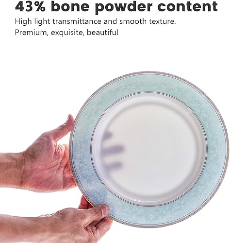 Miniatura 4 de Juego de platos llanos de porcelana fina, 4 piezas de patrón clásico de relieve dorado con bordes dorados de alto grado de 10.5 pulgadas para 4