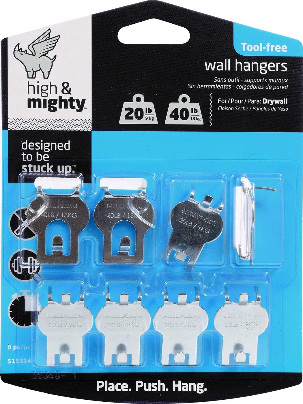 Hillman Fasteners 515314 8 Pc. Picture Hanger Assortment, Holds 20 Lbs. - 2 Packs