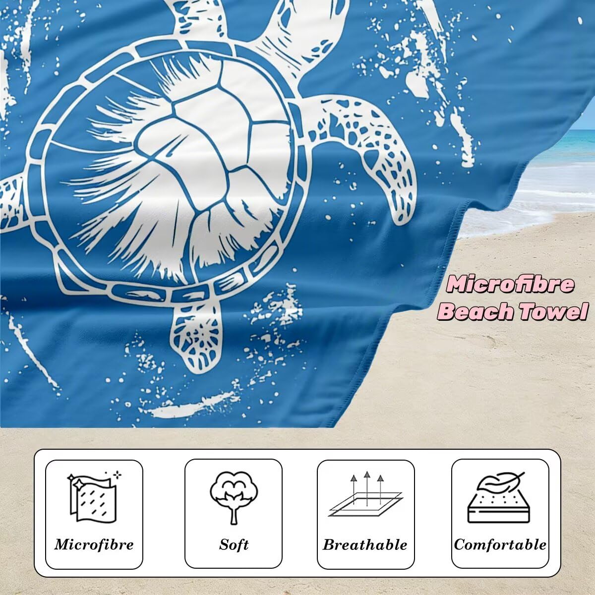Serviette de Plage XXL 70x140 cm, Lot de 2 Serviette de Bain Microfibre, Anti Sable Serviettes Plage, Séchage Rapide Drap de Bain pour Homme Femme, Portable Fine Serviettes pour Fitness (Simple) -4937