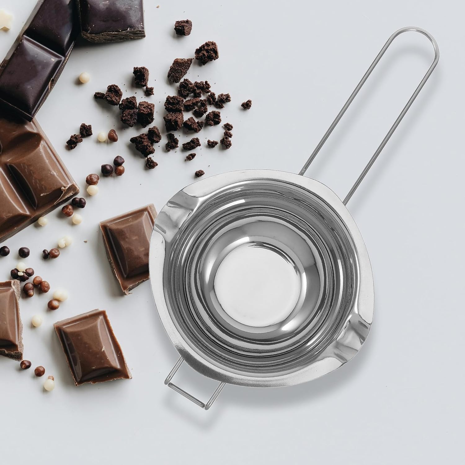 Stainless Steel Chocolate Melting Pot 400ml with Nonslip Handle