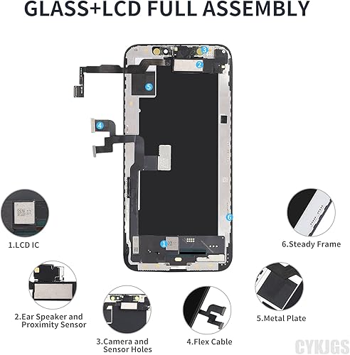 Miniatura 2 de Reemplazo de pantalla para iPhone XS de 5.8 pulgadas con altavoz de oído y sensor de proximidad, pantalla LCD táctil 3D, montaje completo con