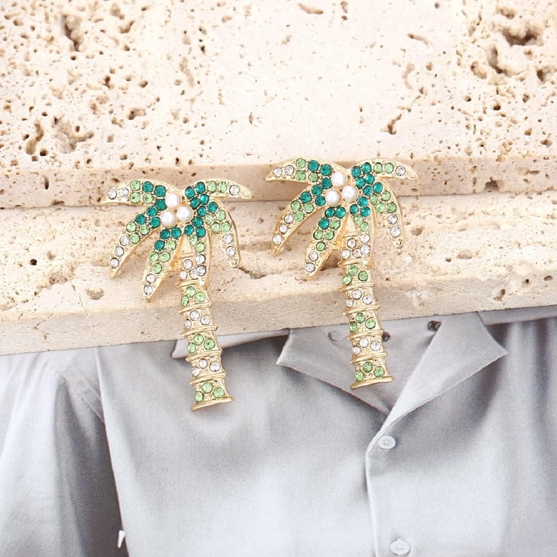 Coconut Tree Earrings for Women, Cute Palm Tree Earrings for Womens, Tropical Coconut Palm Tree Dangle Earrings Hypoallergenic, Bohemian Flower Tree Drop Earrings, Zinc, No Gemstone - Image 3