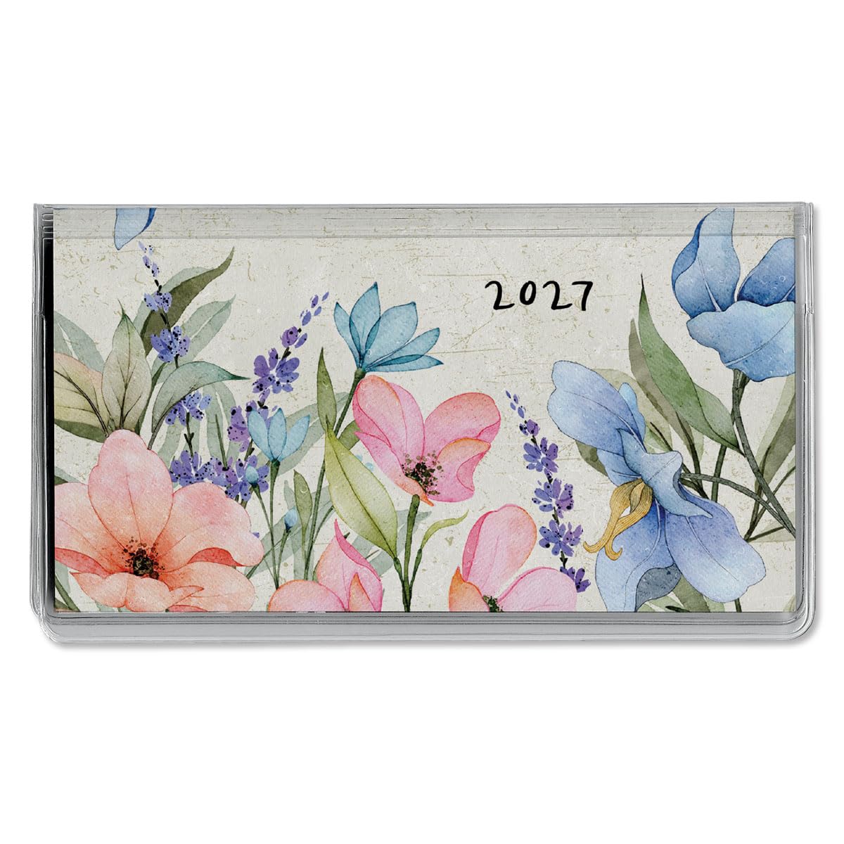 Current Calendrier de poche 2027 Meadow Dance Planner et bloc-notes, 8,9 x 16,5 cm, fermé, calendriers mensuels floraux de qualité librairie avec 30 pages de notes pour cuisine et bureau
