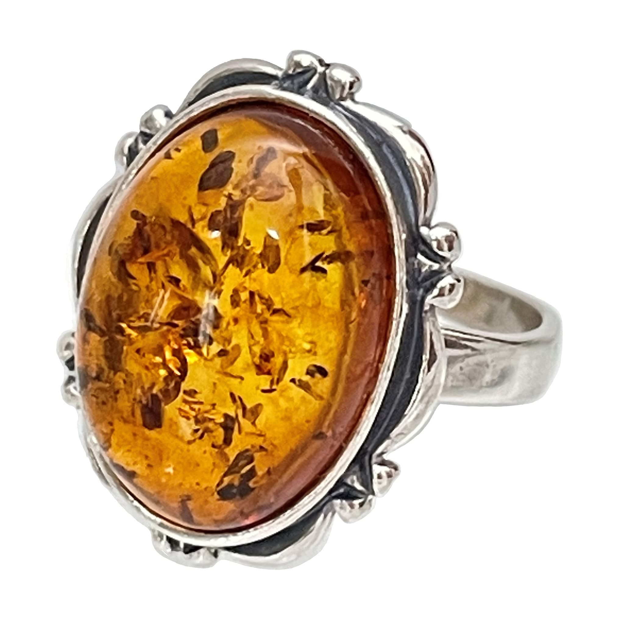 Natural Baltic Honey Amber Vintage Ring