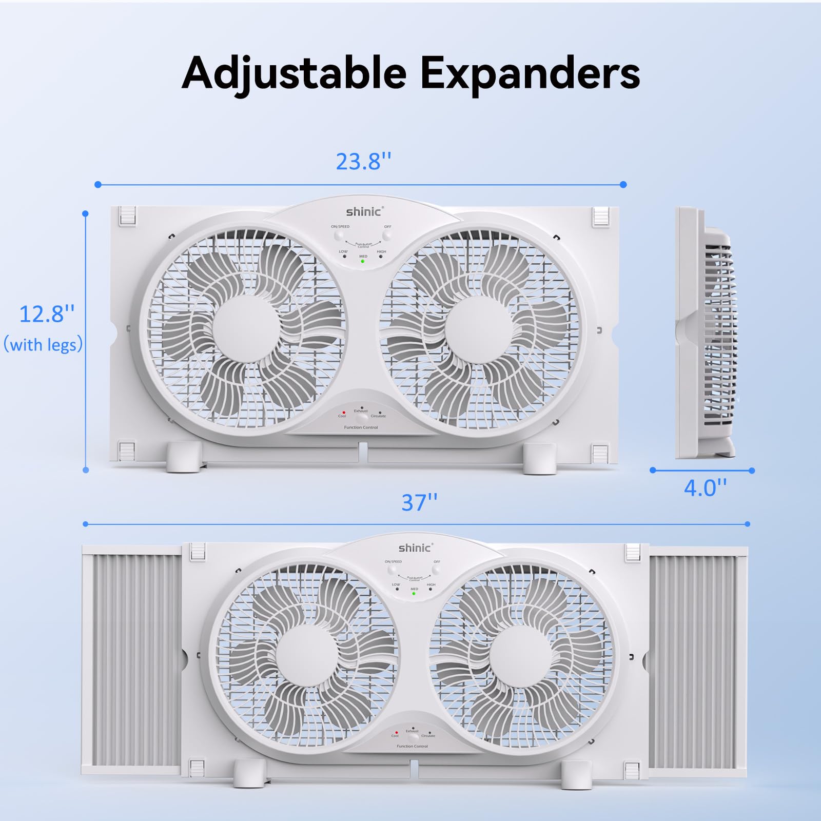 shinic 22,9 cm leiser Fensterventilator mit Fernbedienung – 2026 verbessert, 3 Geschwindigkeiten, wendbarer Luftstrom, inklusive abnehmbarem Insektenschutz, Staubschutz und Schaumstoffdichtband