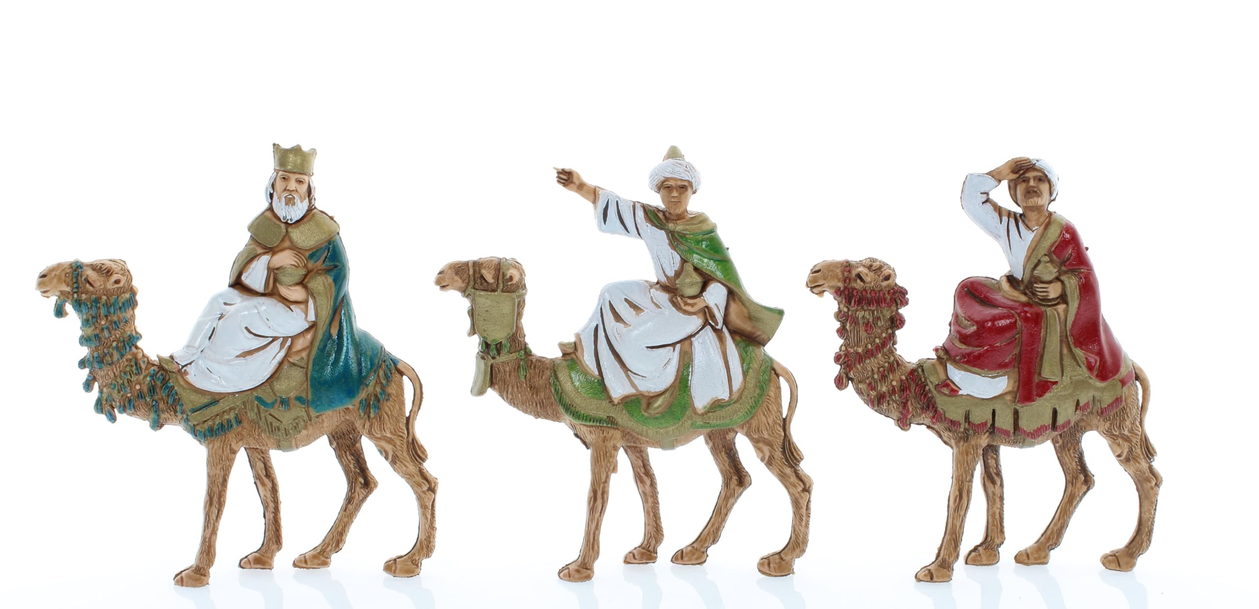 Moranduzzo Trío Reyes Magos en Camello para Belén de 6 Cm Escala 1:32 - Figuras de Belén Indestructibles - Estilo 700', Pintura Acabada a Mano, Producto Oficial, Escultor M. Landi