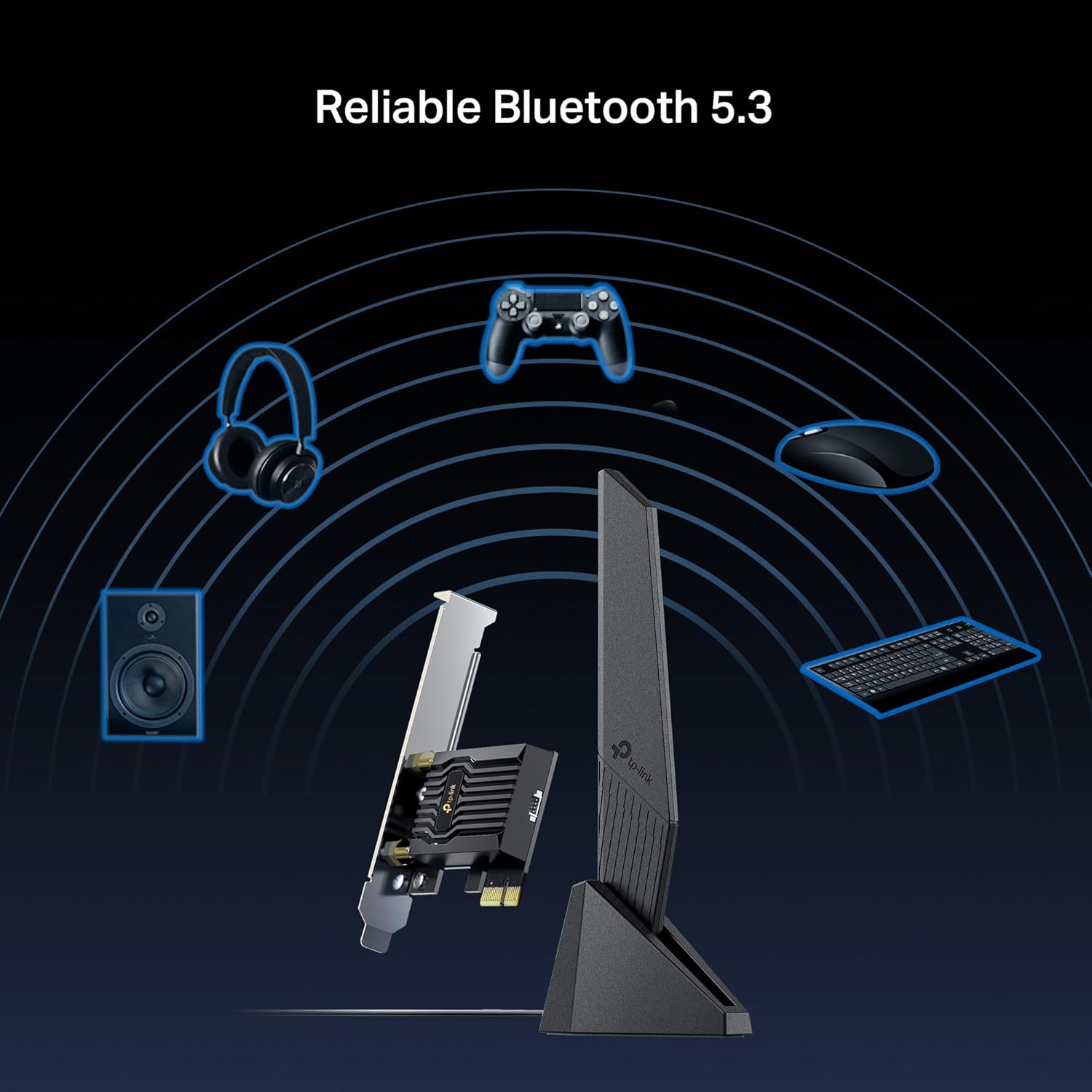 TP-Link AXE5400 WiFi 6E PCIe WiFi Card for Desktop PC (Archer TXE73E), Up to 5.4 Gbps Tri-Band Wireless Card | 6 GHz | Low-Latency | Bluetooth 5.3 | WPA3 | Low-Profile Single Antenna | OFDMA, MU-MIMO