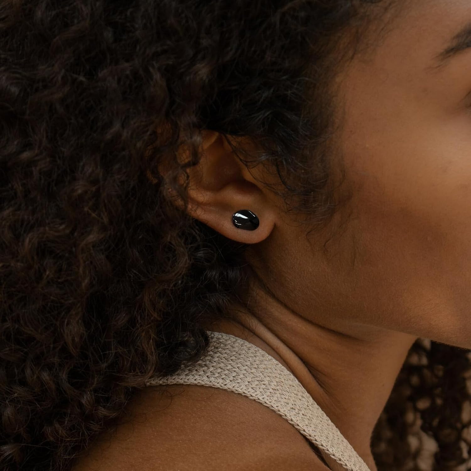 Obsidian Earrings, Natural Black Stone Earrings with Stainless Steel Ear Posts, Black Stud Earrings for Women, Unisex Goth Stud Earrings for Men - Image 4