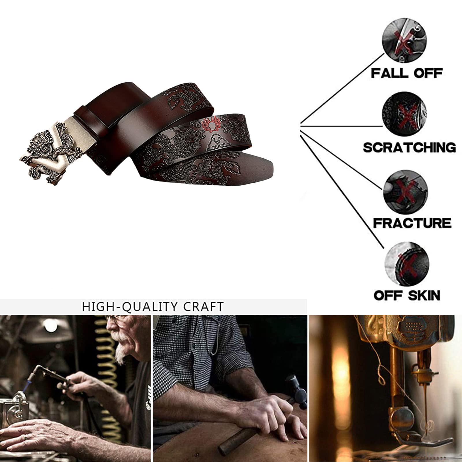 cinturón, Correa de trinquete cuero genuino for hombre con hebilla automática deslizante 3D plateada, 3,5 cm ancho - Hebilla ajustable