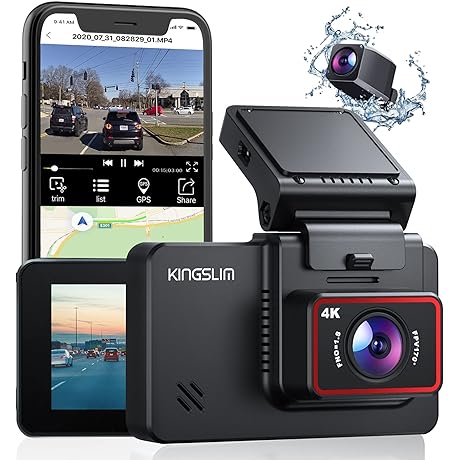 Kingslim D5 Dual Dash Camera with Built-in WiFi and GPS