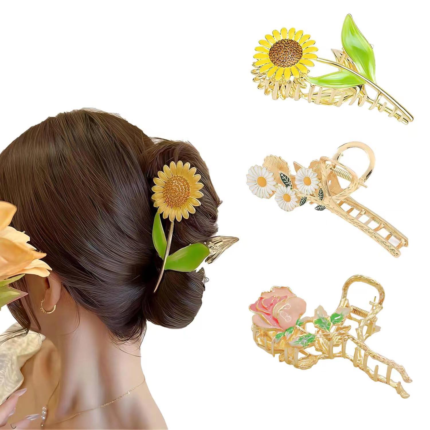 ✨ Gold Flower Hair Clips – 10 Piece Set ✨ Gold Flower Hair Clip,flower Hair Pin, Flower Hair Piece  main image 2