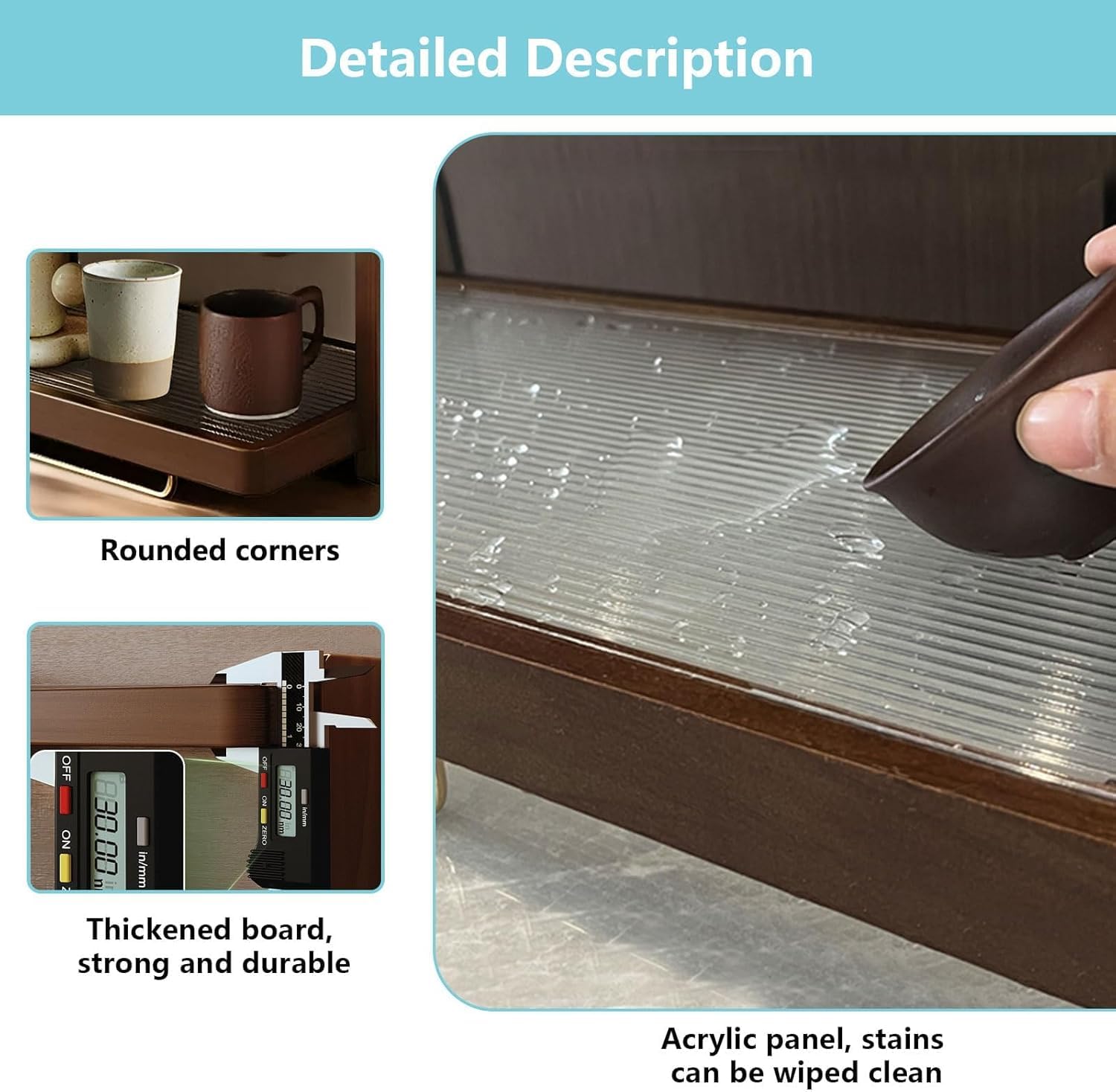Organizador de barra de café de bambú de 3 niveles, estante de almacenamiento para encimera de cocina, estante de exhibición multifuncional para tazas, tazas que ahorra espacio y soporte para especias