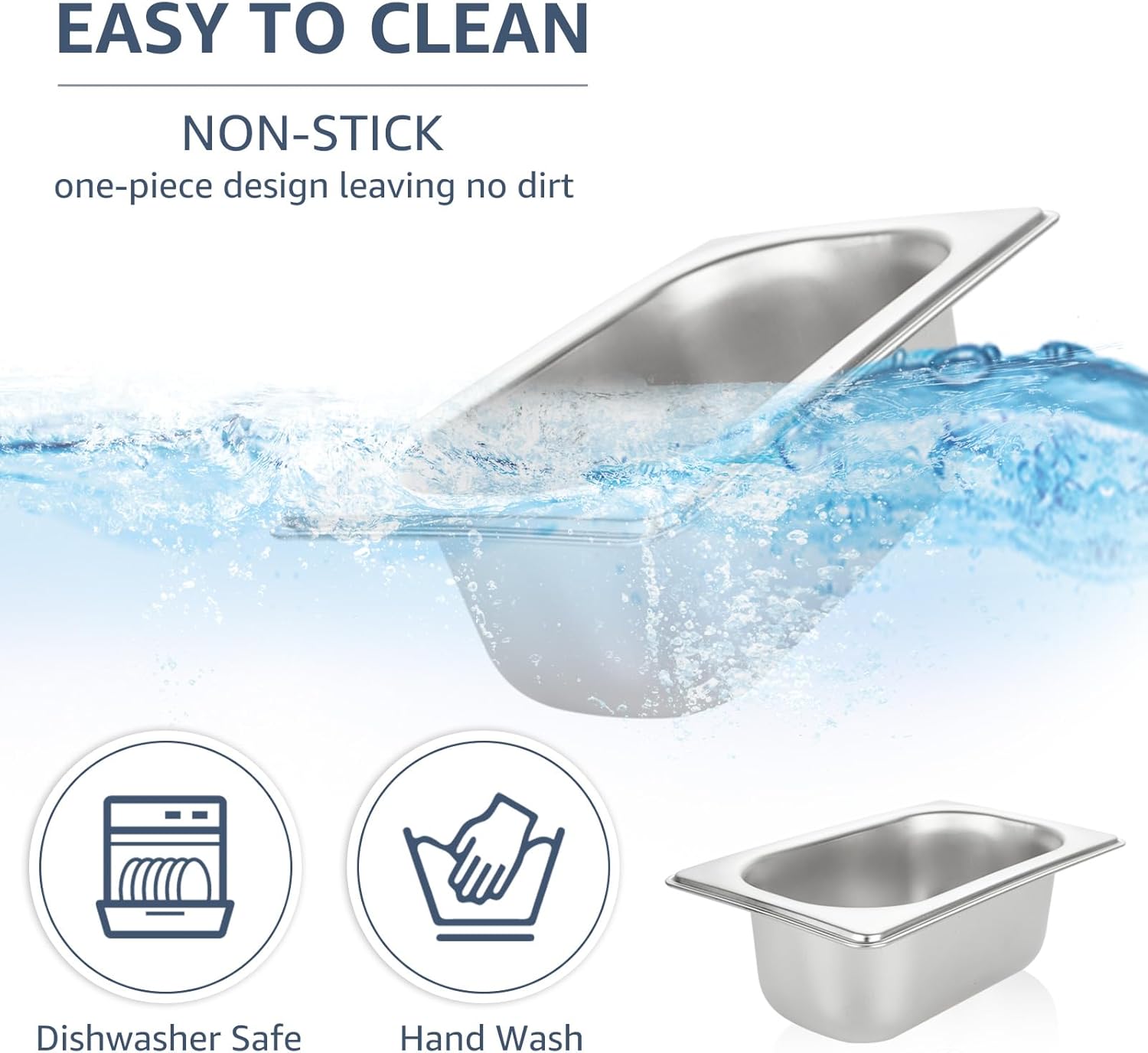 8 Pack Hotel Pans Stainless Steel Steam Table Pan, Stackable Catering Anti Jam Steam Pan, Catering Food Pans for Hotel Restaurant Buffet Party Supplies (1/9 Size 2.5 Inch Deep)