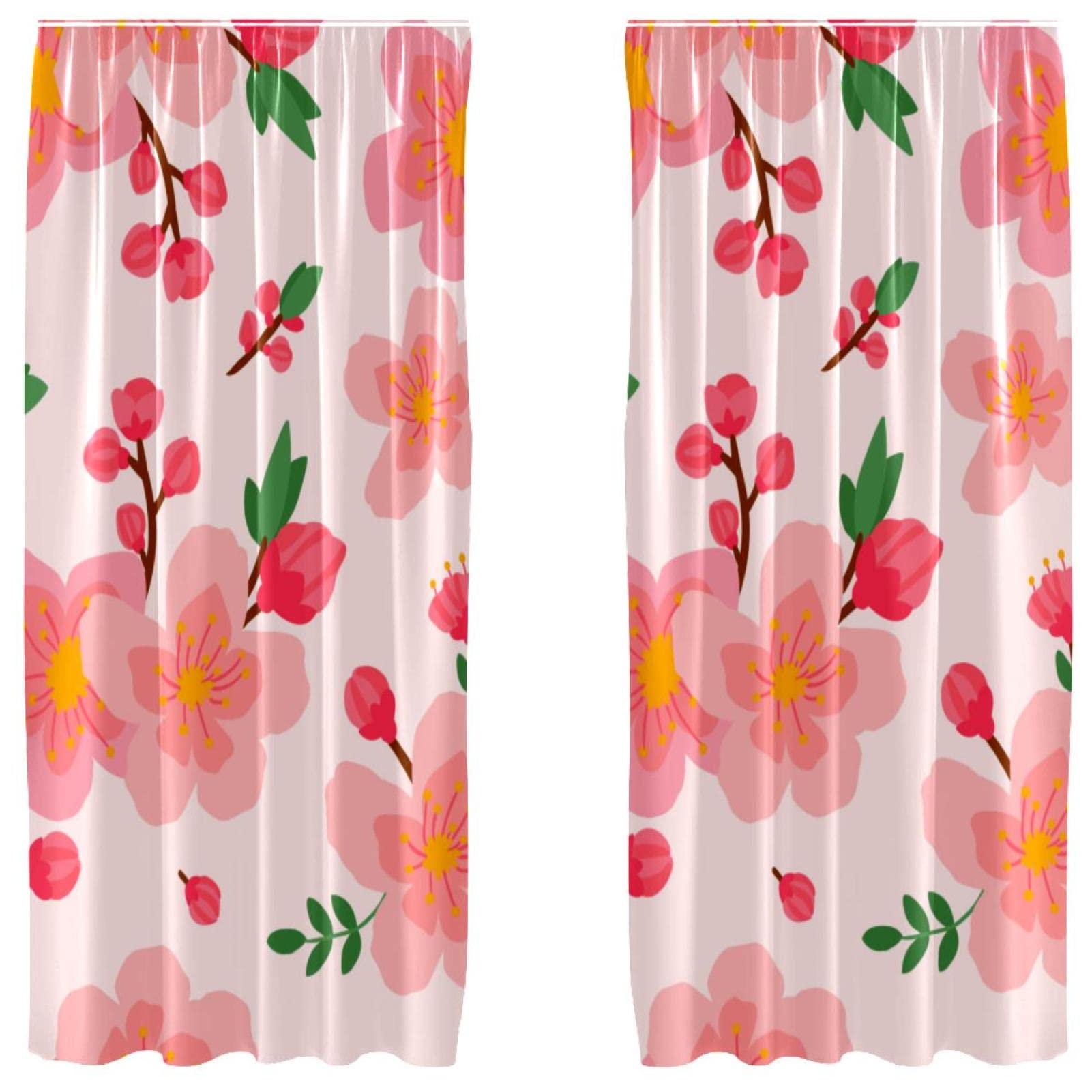 Rideaux occultants fleur de prunier 140x213 rideau rose microfibre chambre