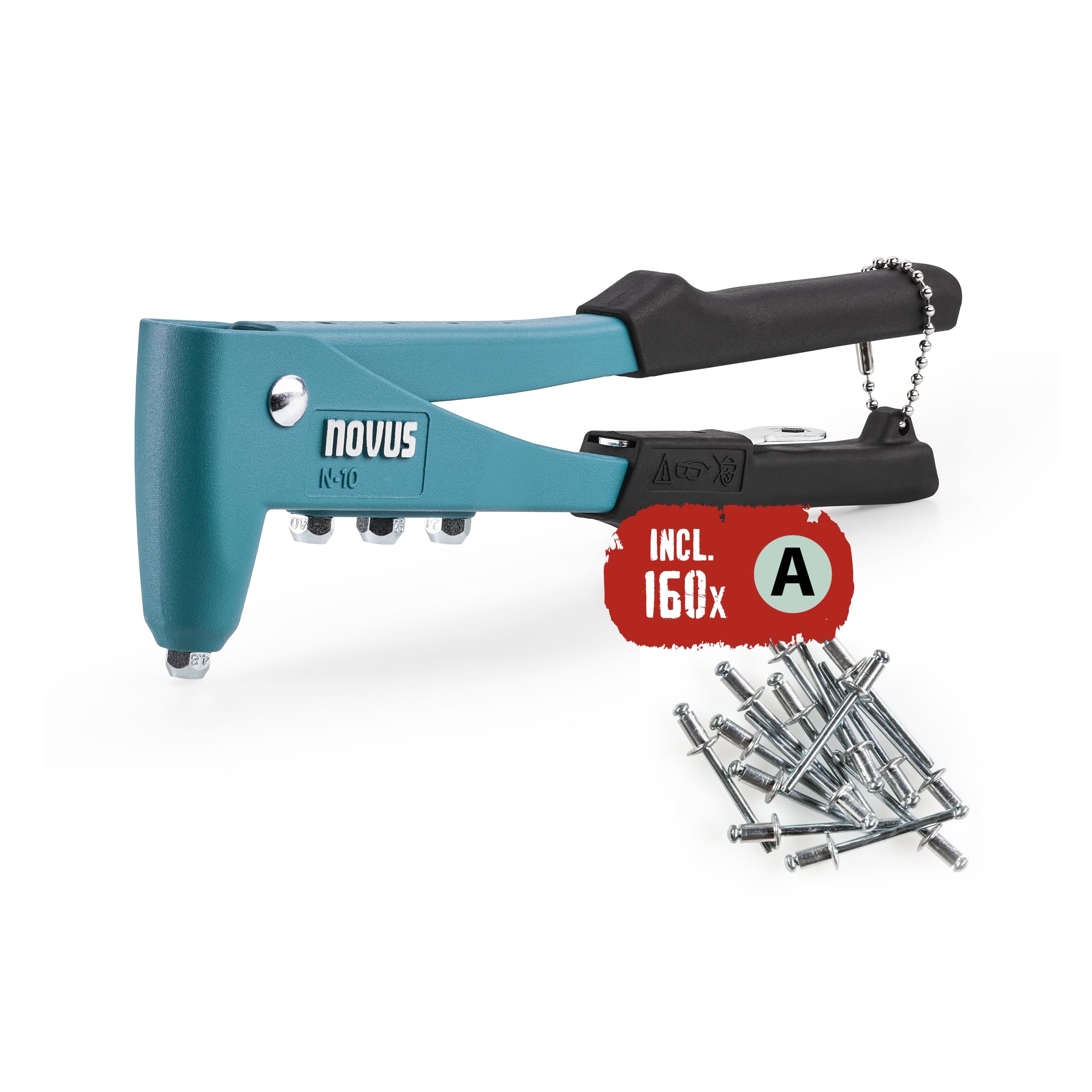 NOVUS TOOLS Blind Rivet Pliers N-10 Set of 160 Blind Rivets, Aluminum Rivet Pliers with Precision Head
