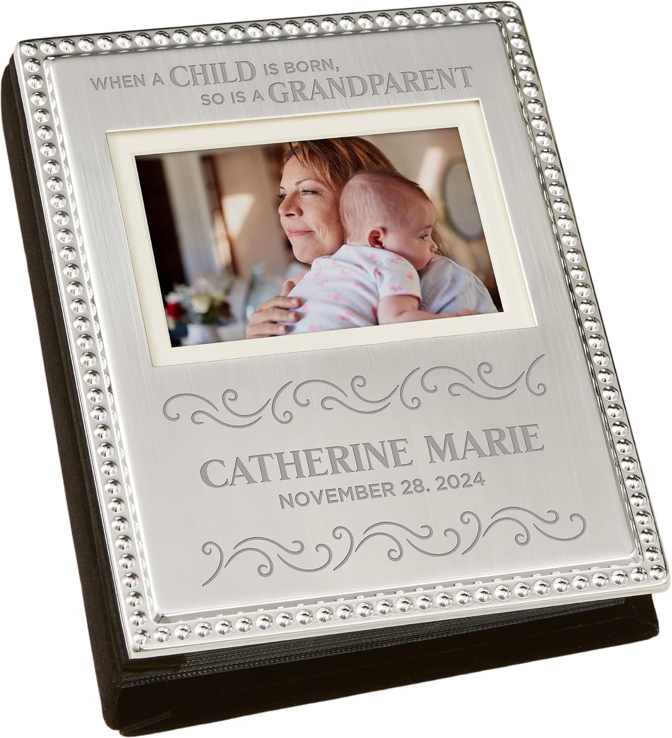 Personalization Universe A Grandparent Is Born Engraved Silver Beaded Mini Photo Album