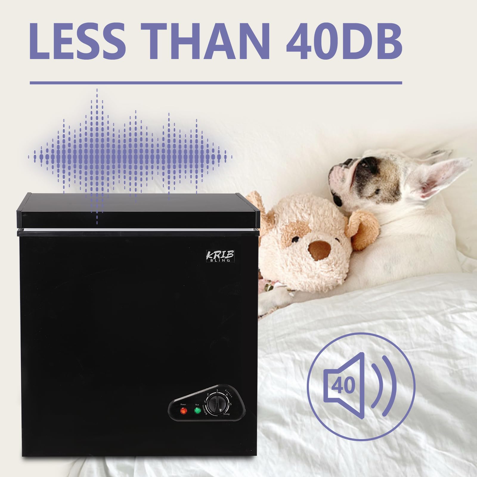 KRIB BLING Chest Freezer with Freezer Basket, 5.0 Cu. Ft Mini Freezer 7 Temperature Levels Thermostat, Top Door Open, Ideal for Home, Kitchen & Office, Black on Fridge.com