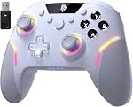 EasySMX X20 Contrôleur de jeu sans fil avec RGB Rétroéclairé, 2-Stage Stick effet Hall, 1000Hz Taux de participation, 6-Axis Gyro sur multi-plateforme, Boutons Mech- Compatible avec PC/Switch/Steam/Android