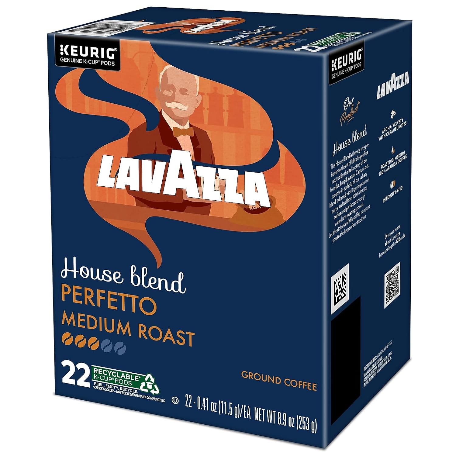 Lavazza House Blend Perfetto Keurig K-Cup® Pods, Medium Roast, 100% Arabica (22 Pods)