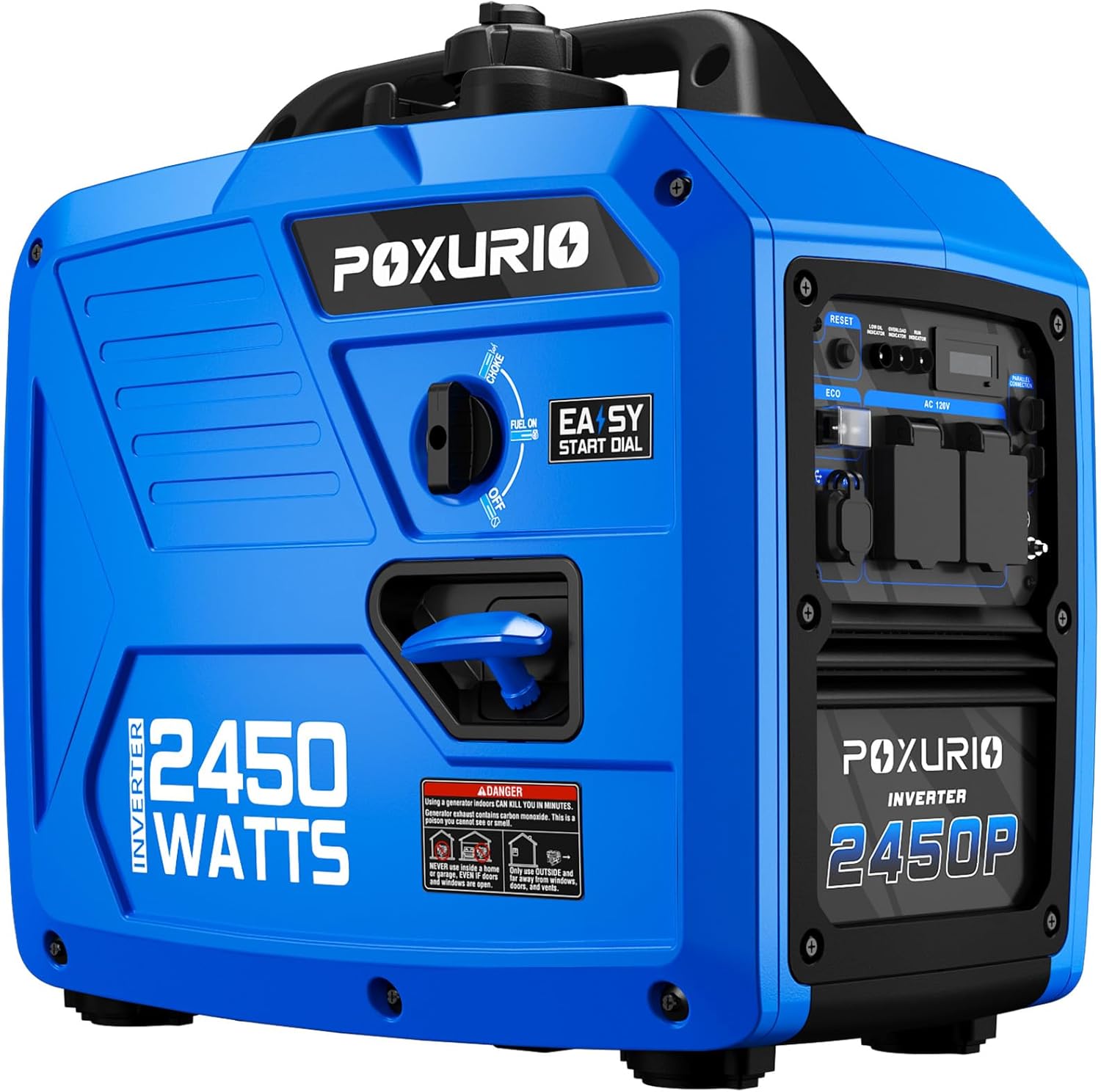 2450-Watt Portable Inverter Generator for Home Use, Super Quiet Small 120V Gas Generator for Camping, 1.6 Gallon Gas Tank for 8.3 Hours Use, EPA Compliant