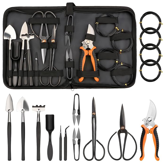 Buy Bonsai Tools Set of 16 Pcs, Bonsai Tool Kit Include Pruning Shears
