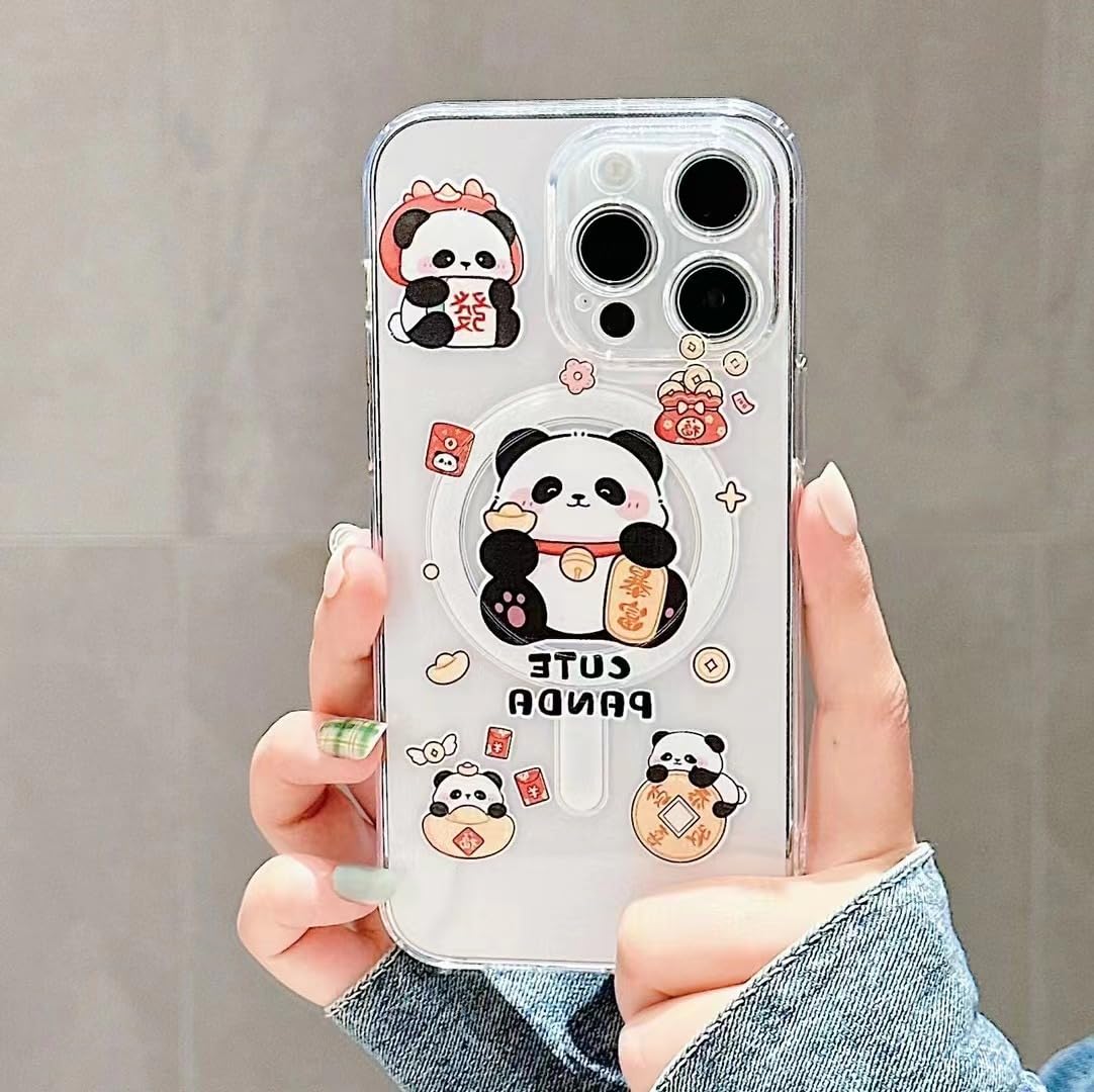 Coque panda pour iPhone 17 MagSafe transparente anti-rayures 6,3" - 8