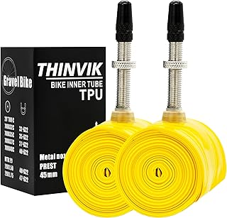 Thinvik Camere d'Aria TPU- Valvola Presta in Metallo 45/65/85mm per Bici da Corsa, MTB e Gravel - 700x18-32c/33-50c/29"/27.5" - 2 Pezzi (1 Paio)