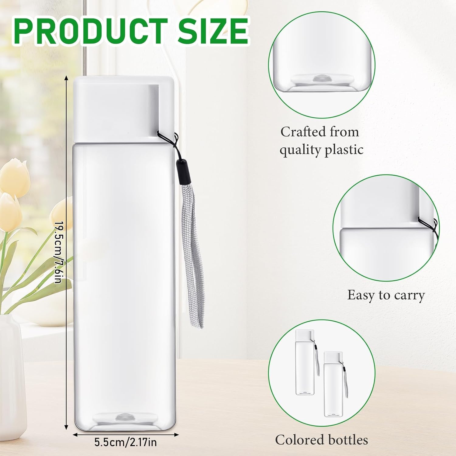 20 Pack Plastic Water Bottle Bulk for Kids 500ml Clear Sports Water Bottles Leakproof Reusable Wide Mouth Drink Bottles for School Gym Outdoor Travel Camping Fitness
