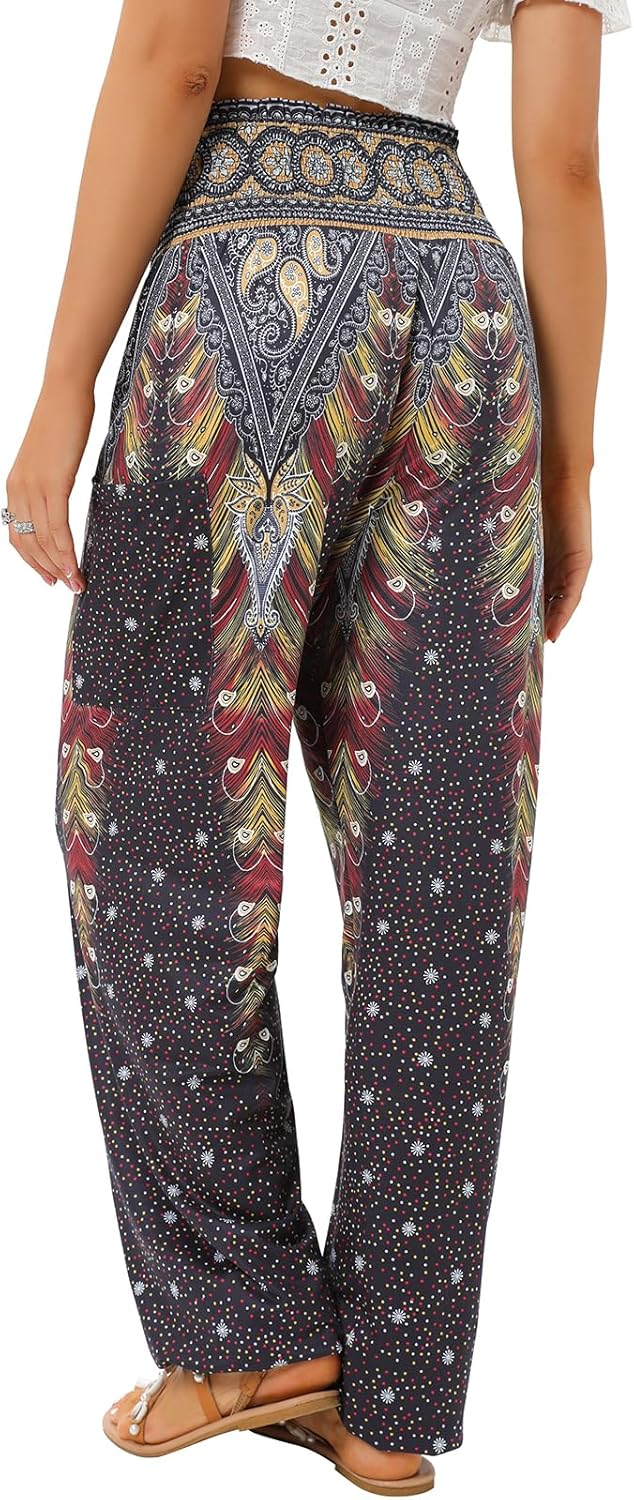 QIANXIZHAN Women's Harem Pants, High Waist Yoga Boho Trousers with Pockets - Image 2