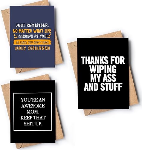 Tarjeta divertida para mamá, tarjeta original para el día de la madre o el día del padre, tarjeta de mordaza inapropiada para madre y padre de hija