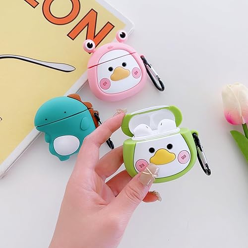 Miniatura 3 de wifantien - Linda funda 3D para AirPod 21er, diseño 3D de dibujos animados para mujeres y niñas, niños, a la moda, kawaii, rana, pato y dinosaurio,