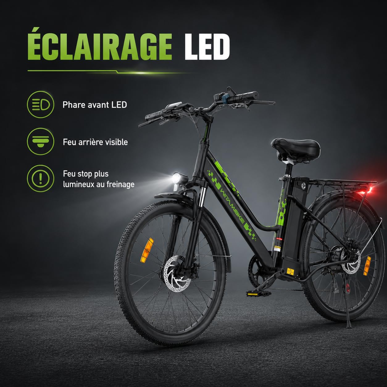 Vélo Électrique 26 Pouces Vélo Électrique Femme et Homme,6 Vitesses,Moteur 250W,36V 15Ah/20Ah Batterie Amovible,Smart Urban E-Bike,Adulte Unisex