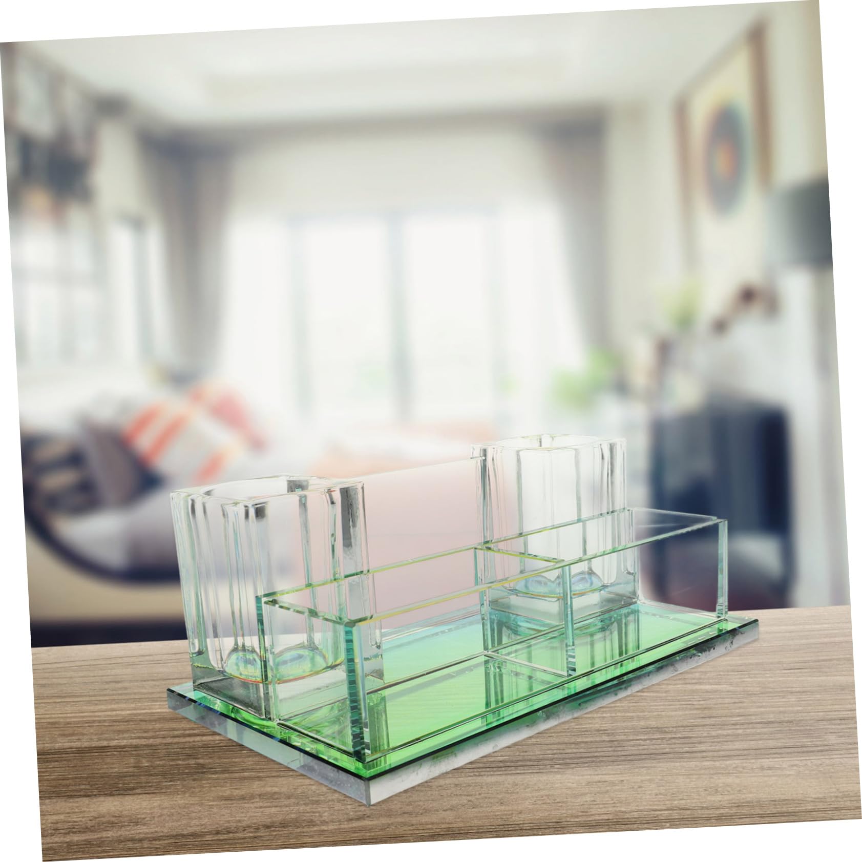 Base per Microfono da Tavolo in Cristallo a 2 Slot | Supporto Stabile per Microfono Wireless, Adatto per Casa e Spettacoli, Struttura Compatta Salvaspazio